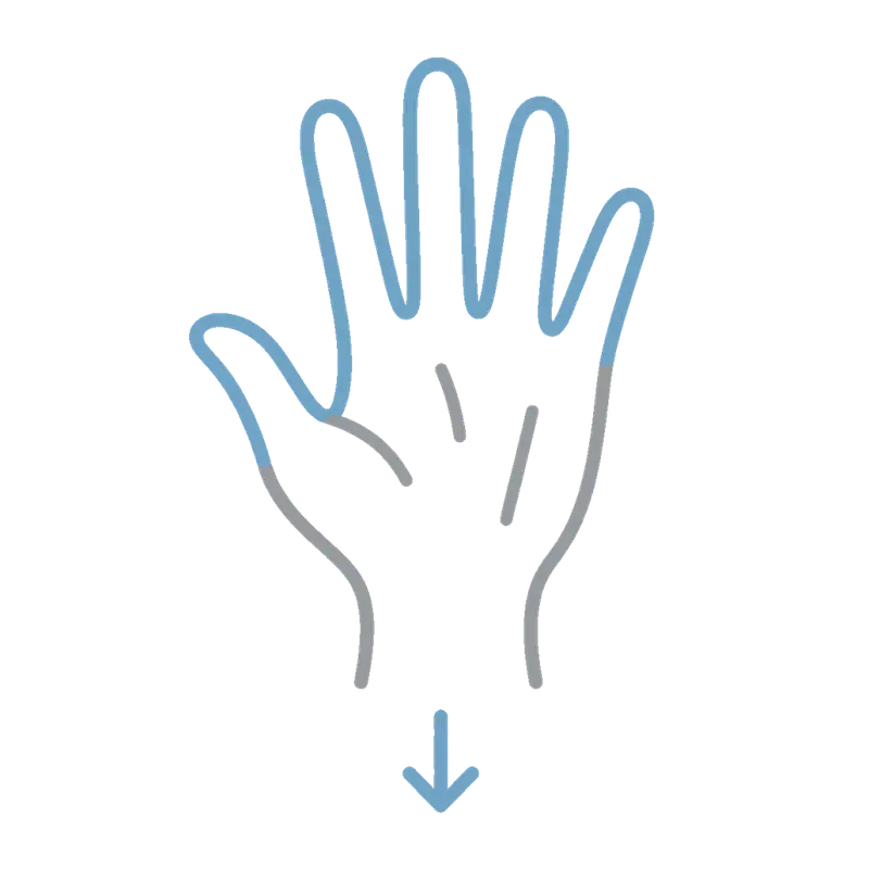 Flat hand, swipe down: Show desktop