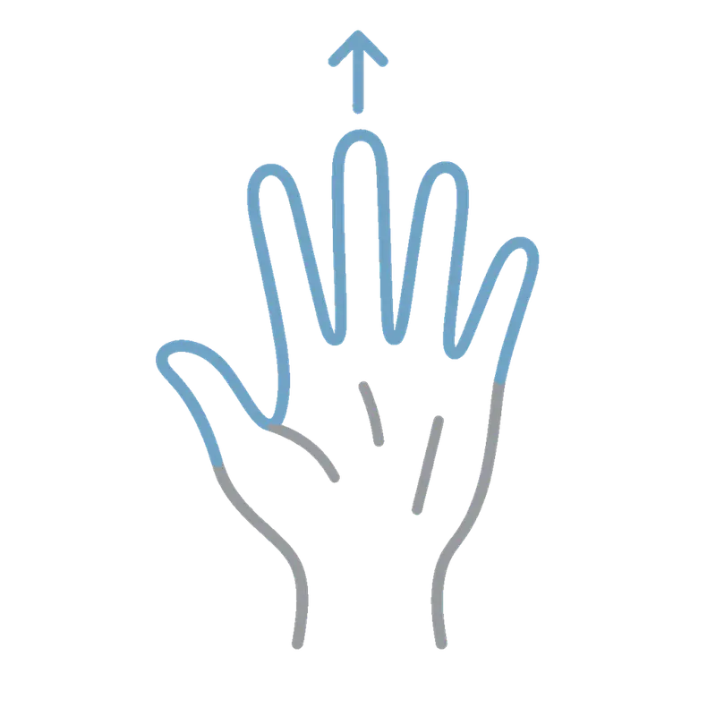 Flat hand, swipe up: Restore the windows
