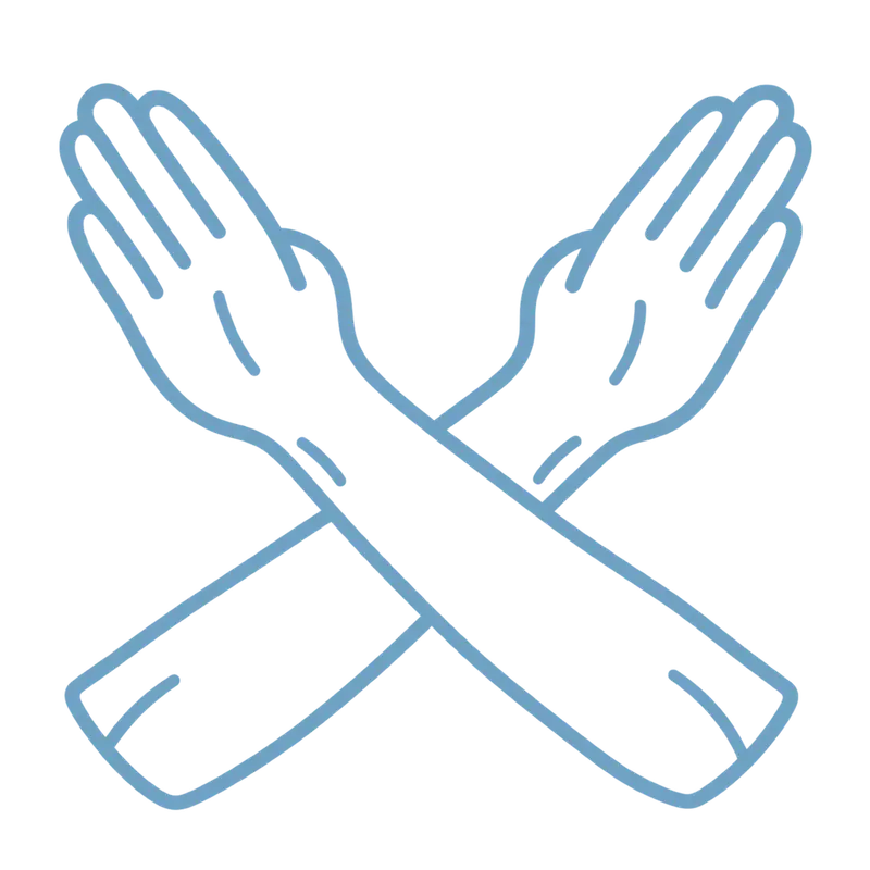 Cross both hands: Quit